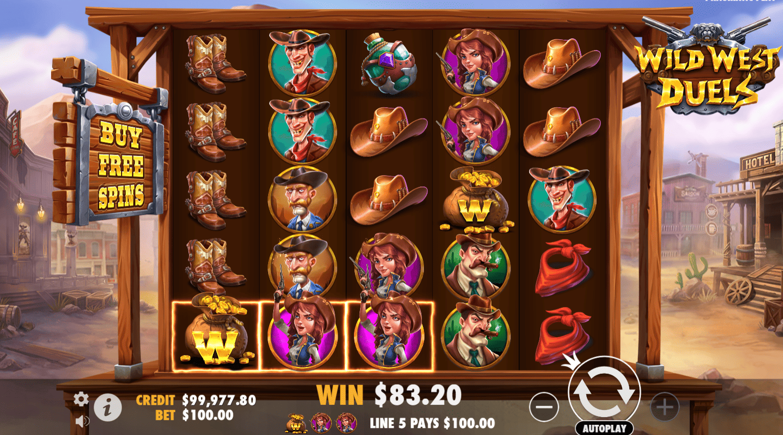 Como é a dinâmica do Wild West Duels slot?